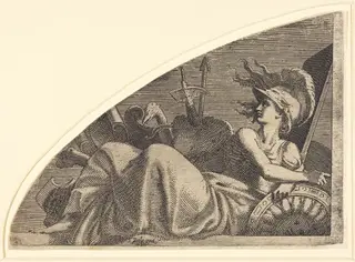 Bellona Seated on Her Trophies, by Léon Davent, ink, 1538