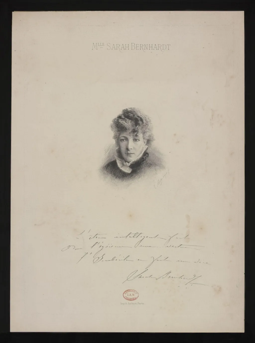 Mlle Sarah Bernhardt, by E Abot, 1850
