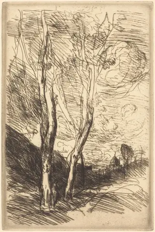 The Cathedral of Florence (Le Dome florentin), by Jean Baptiste Camille Corot, ink, 1870