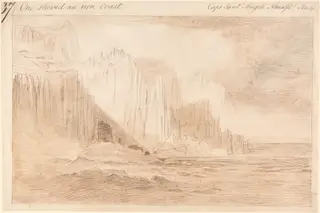 Capo Sant'Angelo, Amalfi, by Edward Lear, ink, 1885
