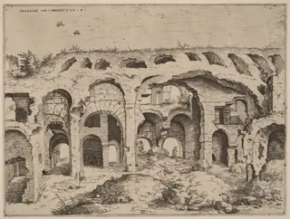Fourth View of the Colosseum, by Hieronymus Cock, ink, 1550