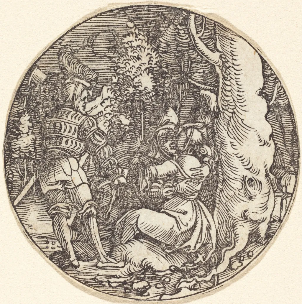 The Embrace (A Couple of Lovers by a Tree), by Hans Springinklee, ink, 1507