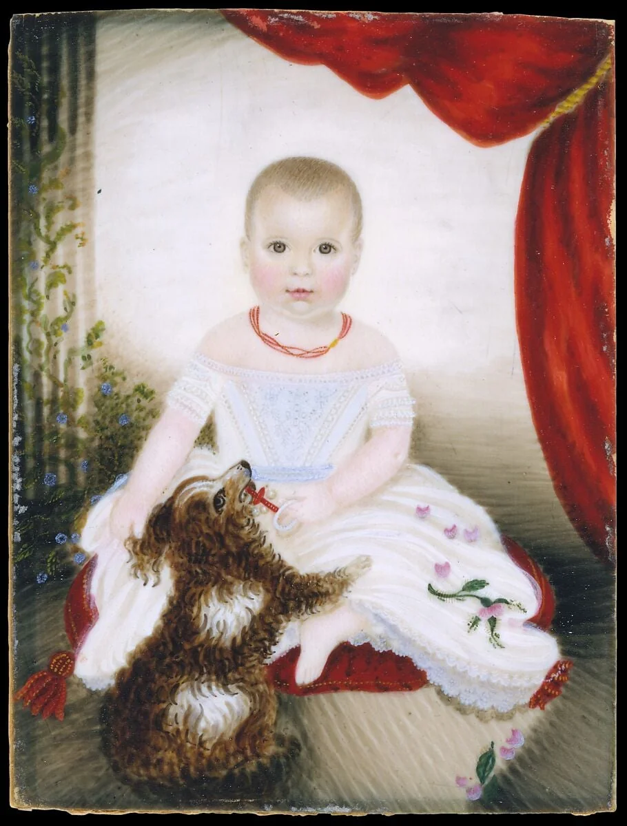 Baby with Rattle and Dog, detail