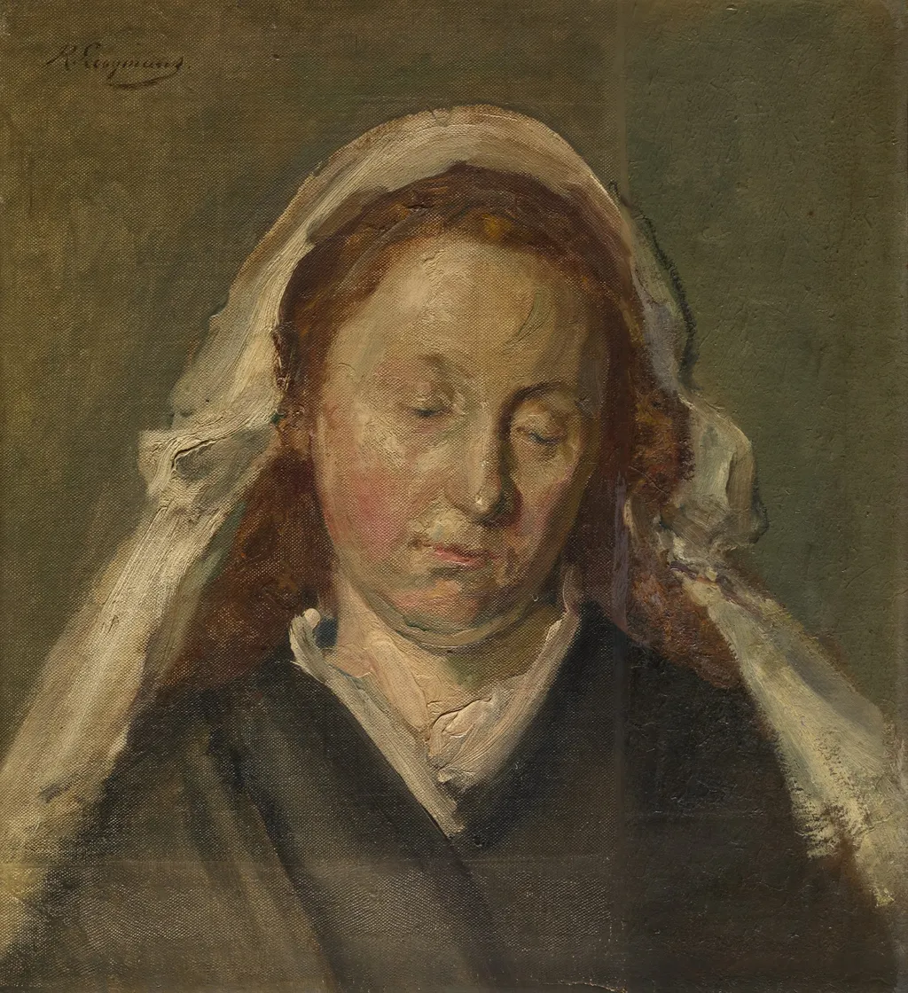 Head of a Woman, by Romain Looymans, oil, 1899
