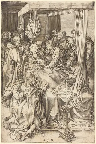 Death of the Virgin, by Martin Schongauer, ink, 1472