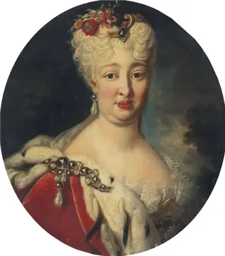 Portrait of Countess Palatine Elisabeth Auguste Sofie of Neuburg (1693 - 1728), by Pierre Goudreaux, oil, 1725