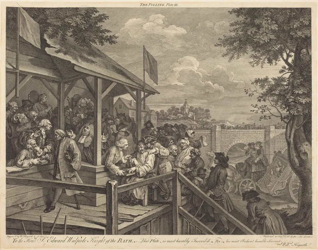 The Polling, by Francois Morellon de La Cave, ink, 1758
