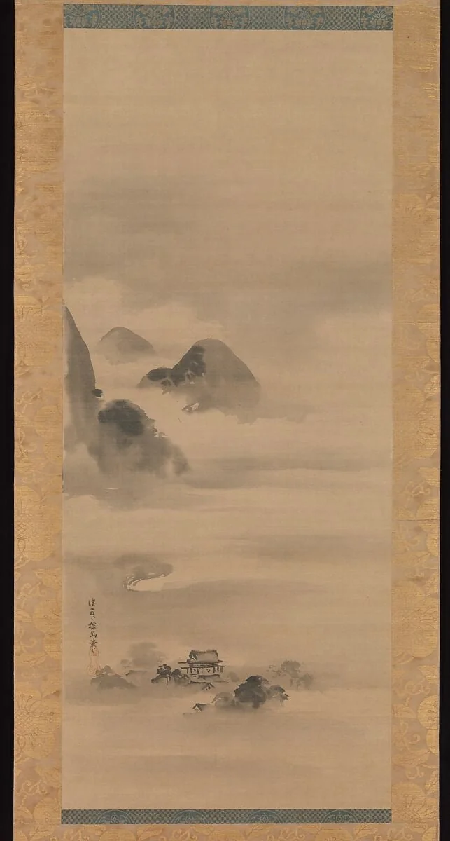 狩野探幽筆 月夜山水図|Landscape in Moonlight, detail