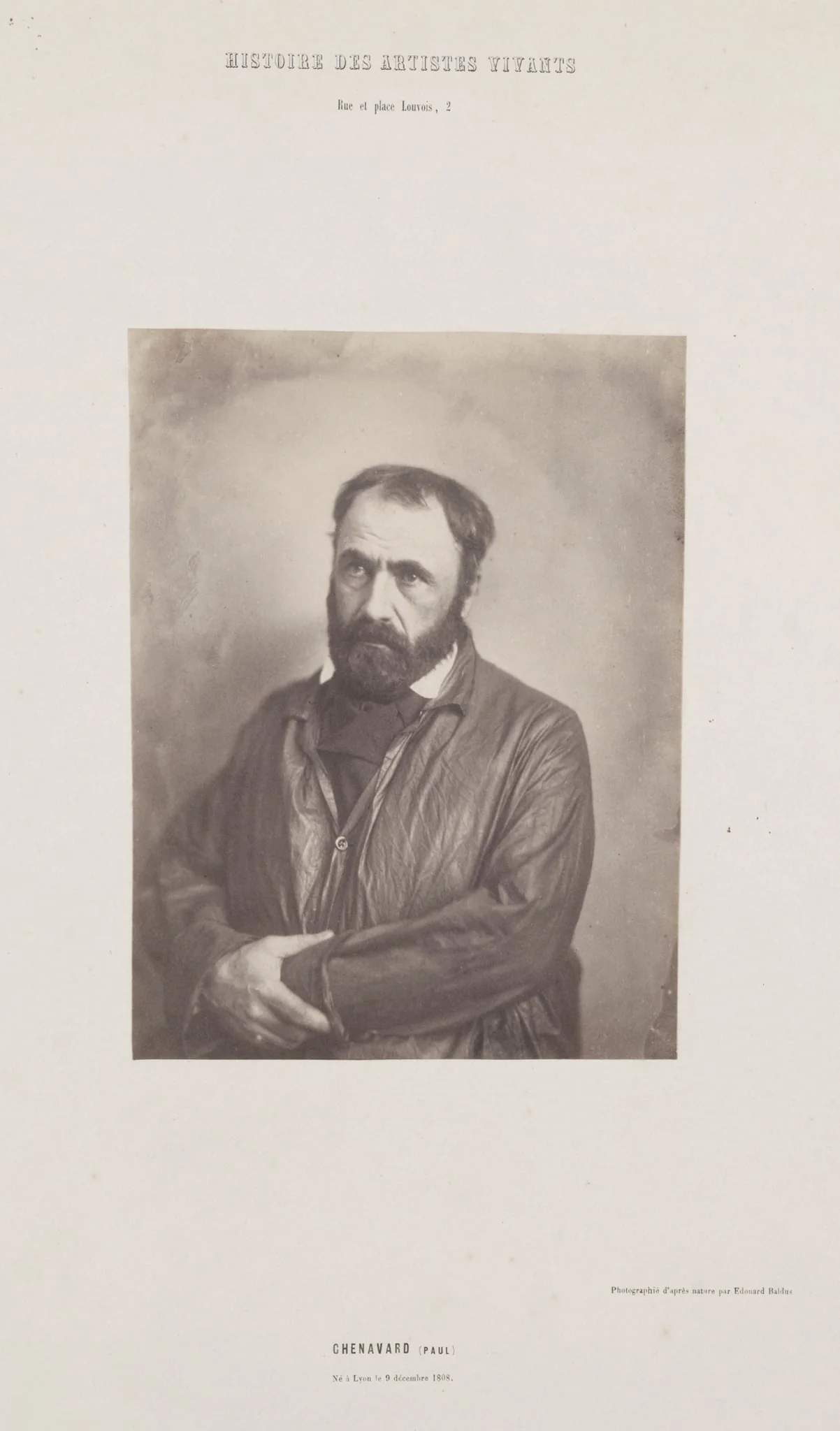 Portrait of Paul Chenavard, from the series "Histoire des Artistes Vivants", detail