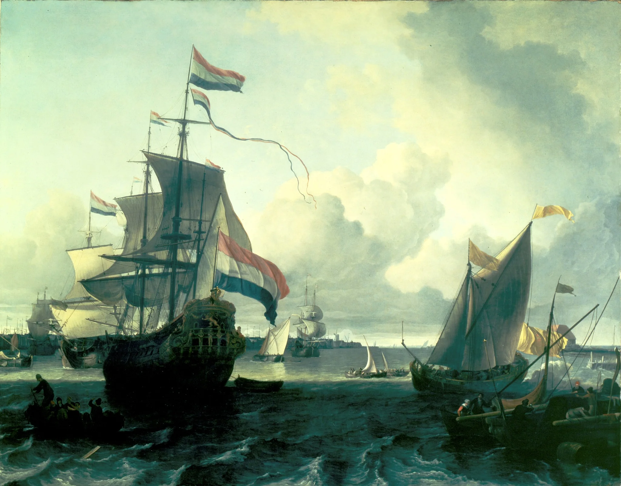 The Dutch Man-of-War "De Gouden Leeuw" on the River Y near Amsterdam, detail