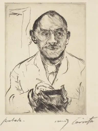 Selbstbildnis (Self-Portrait), by Lovis Corinth, ink, 1915