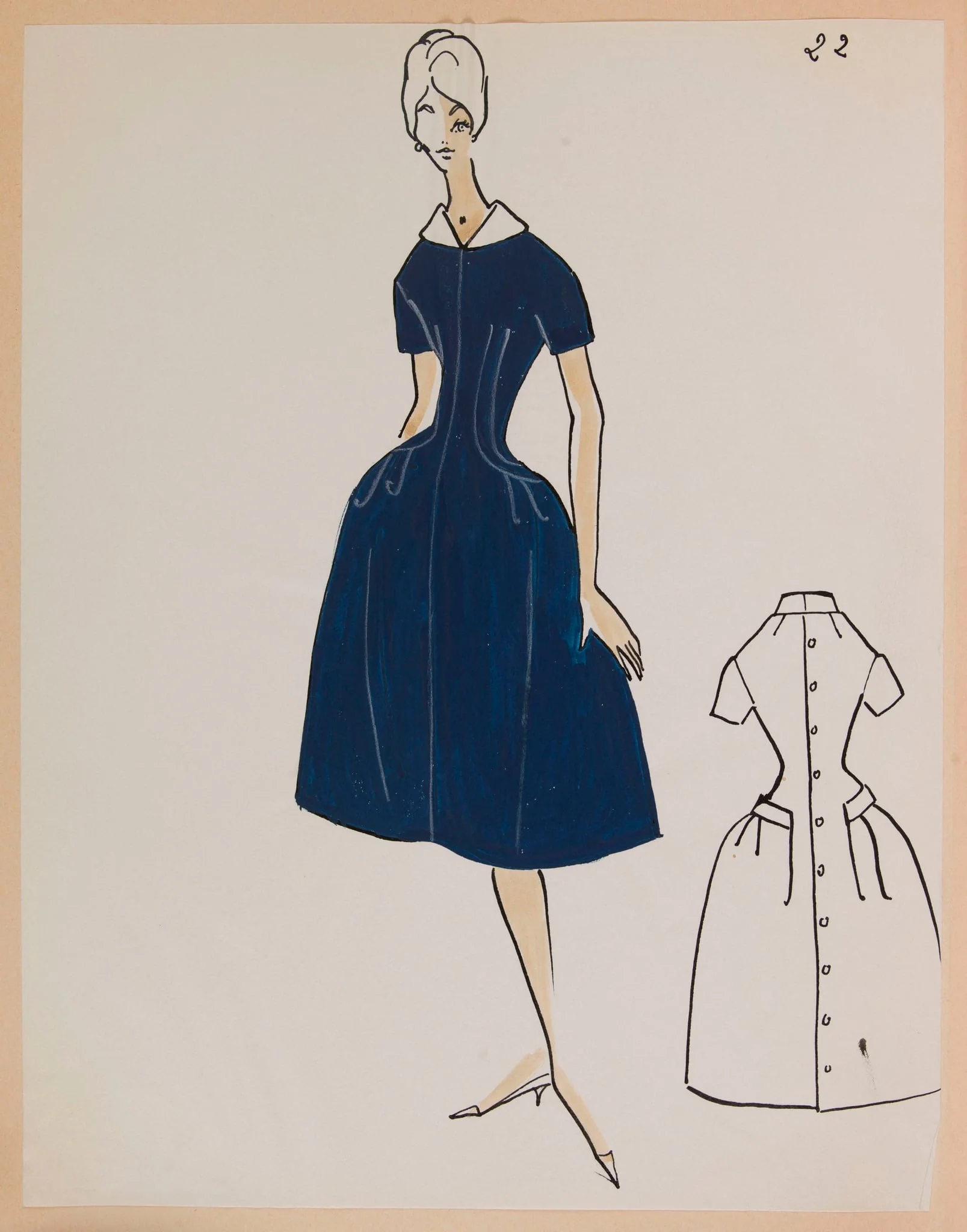 Robe à manches courtes bleu marine, detail