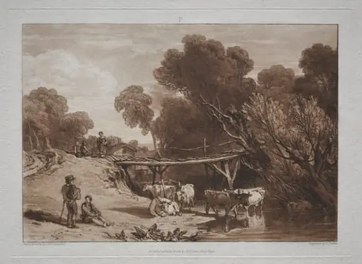 Liber Studiorum:  The Bridge and Cows, by Joseph Mallord William Turner, 1823