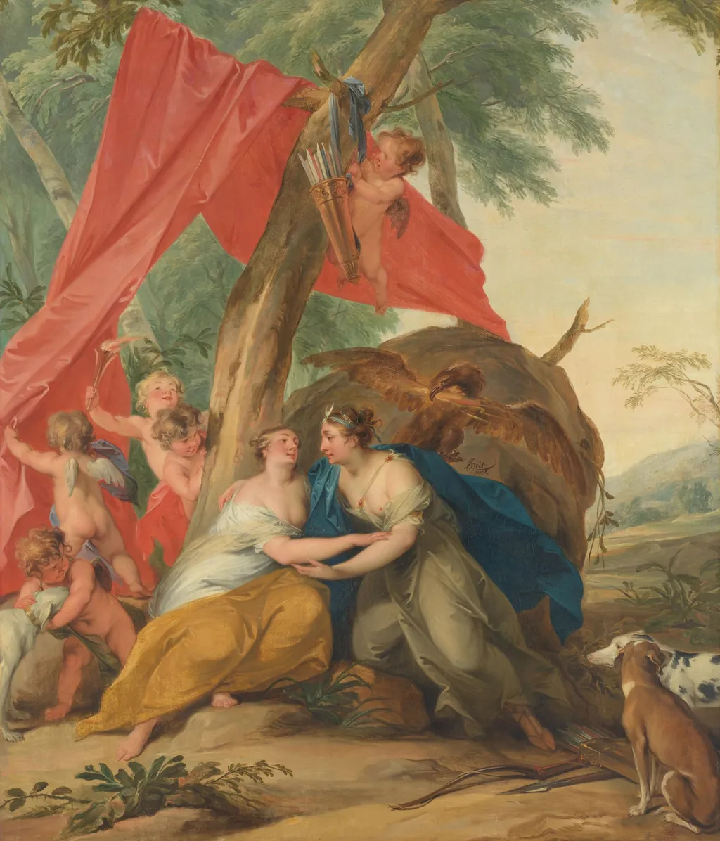 Jupiter, Disguised as Diana, Seducing the Nymph Callisto, by Jacob de Wit, unspecified, 1727