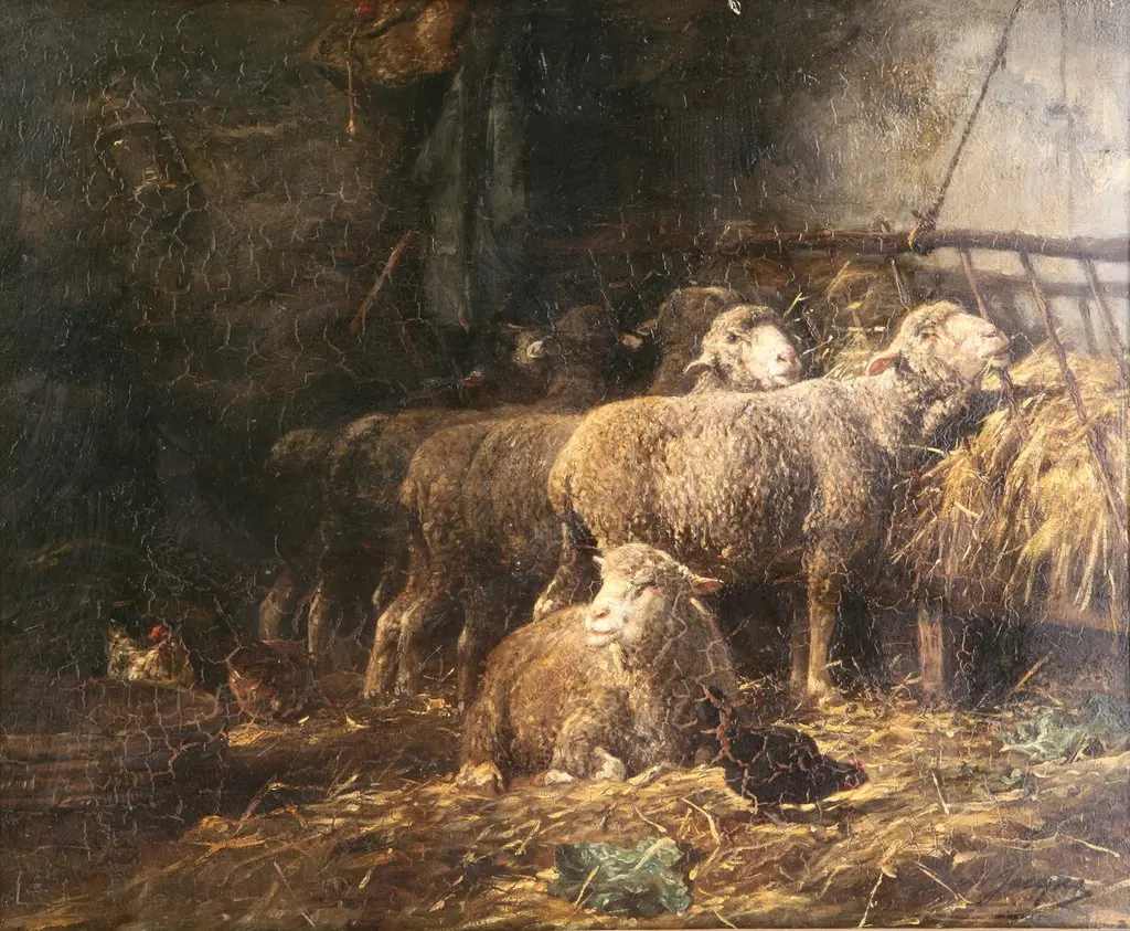 Bergerie, by Charles Jacque, oil, 1850