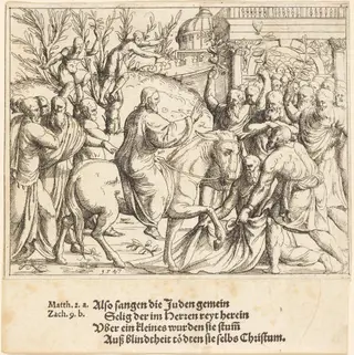 The Entry into Jerusalem, by Augustin Hirschvogel, ink, 1547