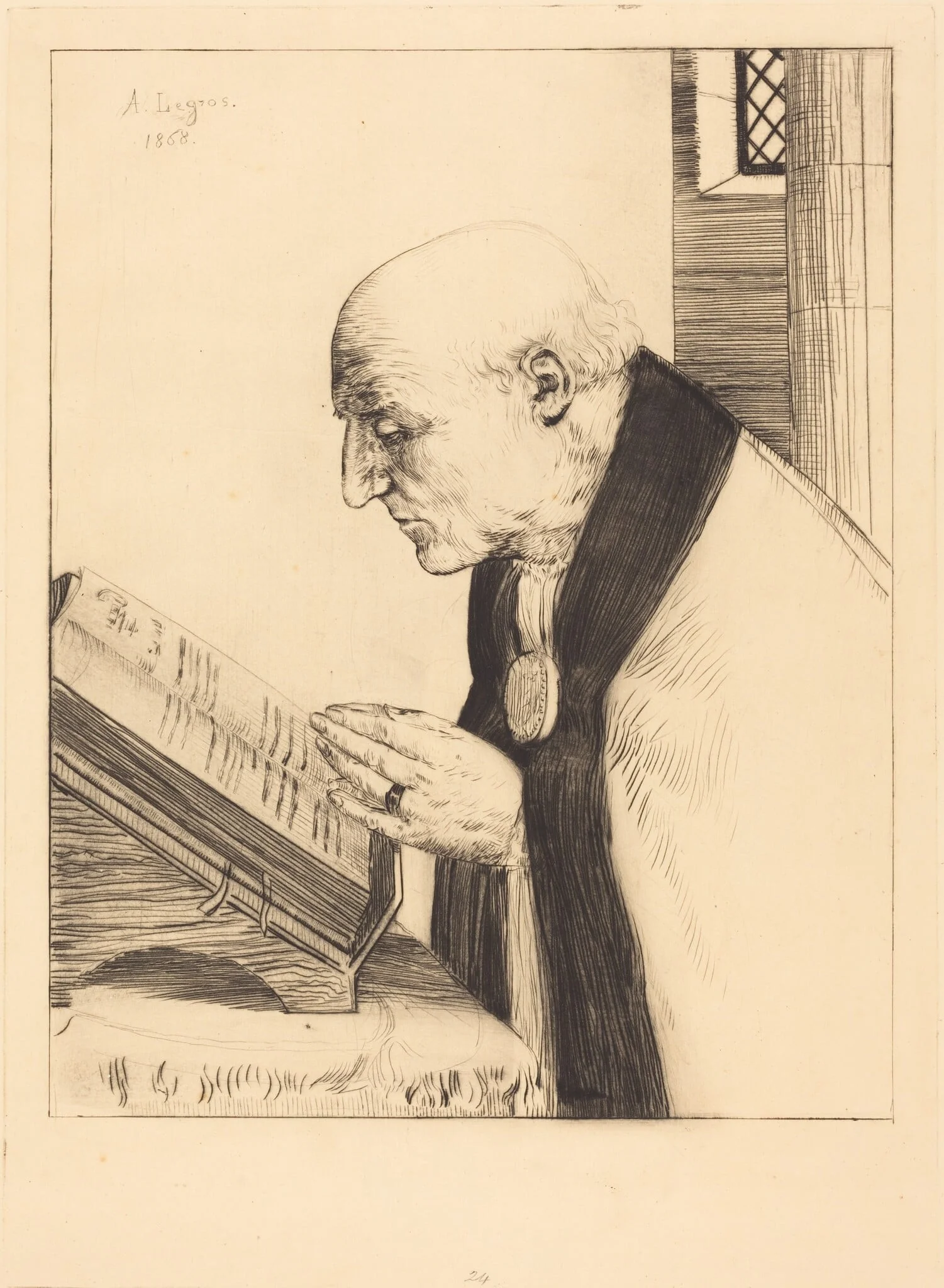 Reading of the Office of the Day (La lecture de l'office), detail