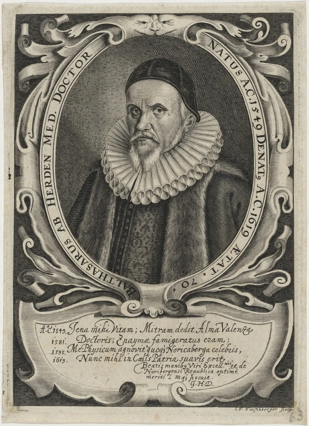 Balthasarus ab Herden Med. Doctor, by Johann Friedrich Fleischberger, ink, 1658
