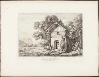 Gegend bei Aichen bei Salzburg (The Region near Aichen near Salzburg), by Ludwig Richter, ink, 1830