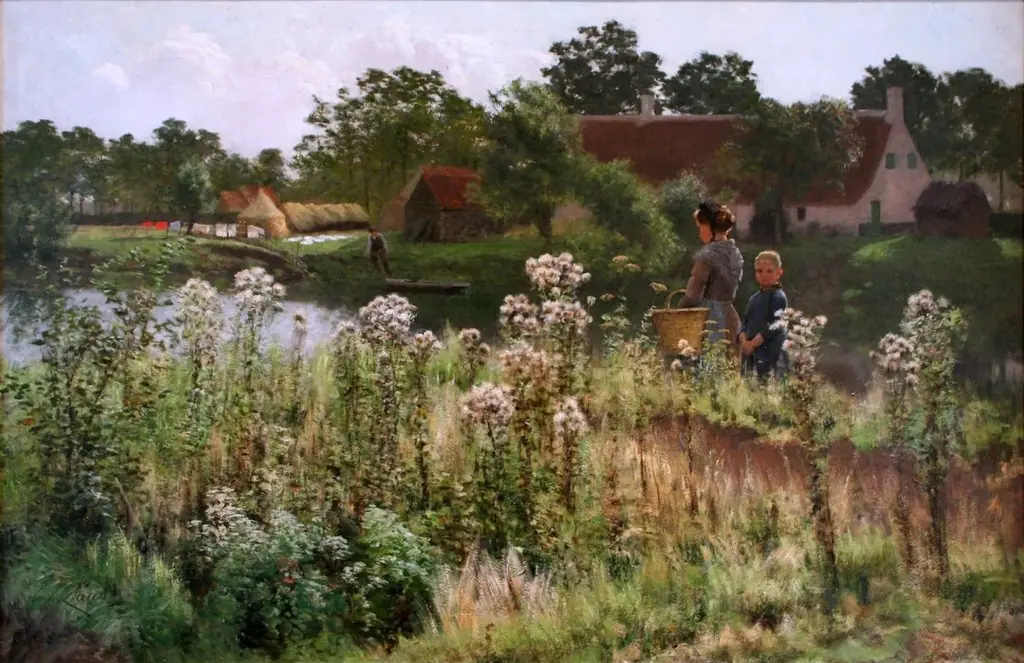 The river Lys at Astene, by Emile Claus, oil, 1893
