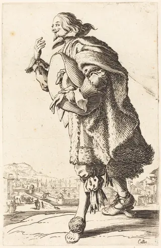 Noble Man with Felt Hat, Bowing, by Jacques Callot, ink, 1622