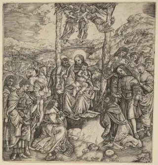 The Adoration of the Magi, by Cristofano Robetta, ink, 1498