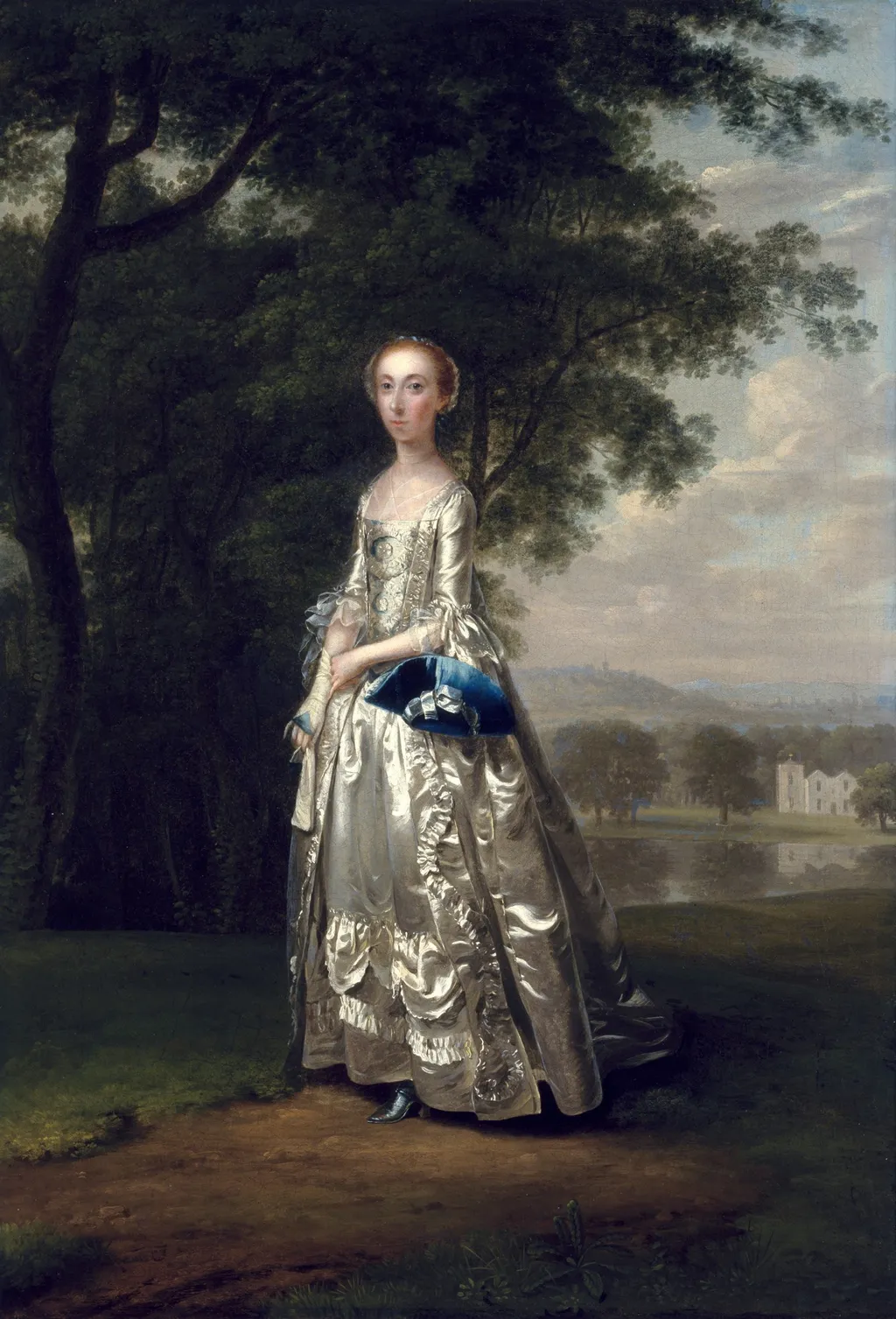 Portrait of a Lady in a Landscape, by Arthur Devis, oil, 1750