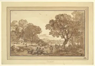 Landscape with Shepherds, by Francesco Zuccarelli, chalk, 1701
