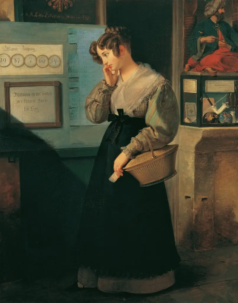 Girl at the Lottery, by Peter Fendi, oil, 1829