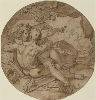 Acis and Galatea, by Abraham Bloemaert, ink, 1592