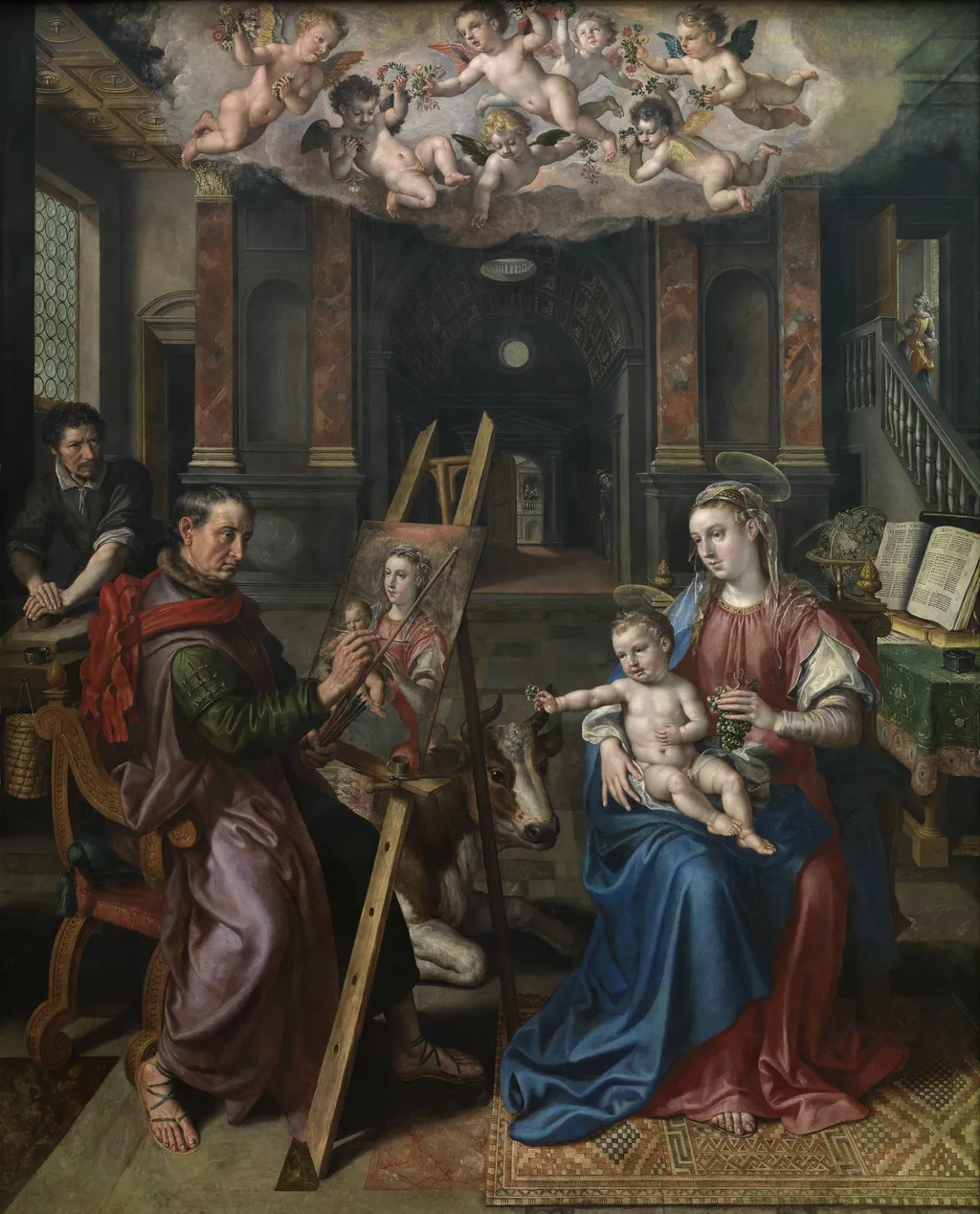 Saint Luke painting the Madonna, by Maerten de Vos, oil, 1602