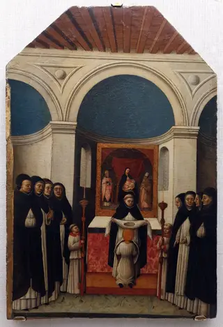 The Saint's Investiture upon His Entry into the Dominican Order, by Antonio Vivarini, paint, 1445