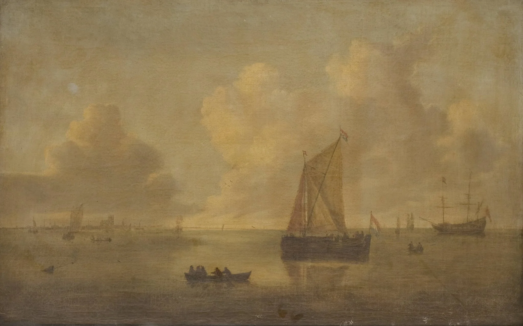 Seascape with a Town in the Background, detail