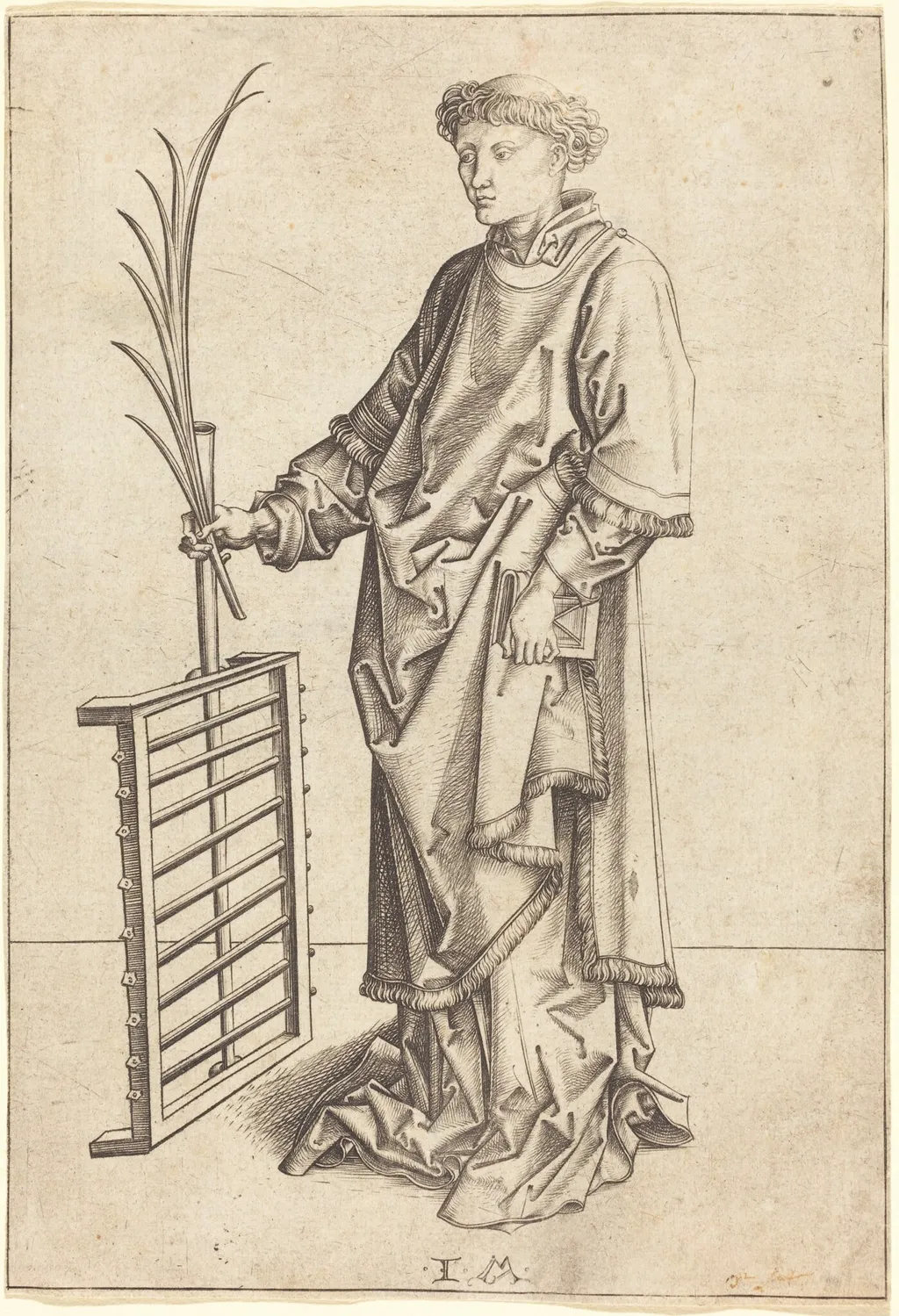 Saint Lawrence, by Israhel van Meckenem, ink, 1485