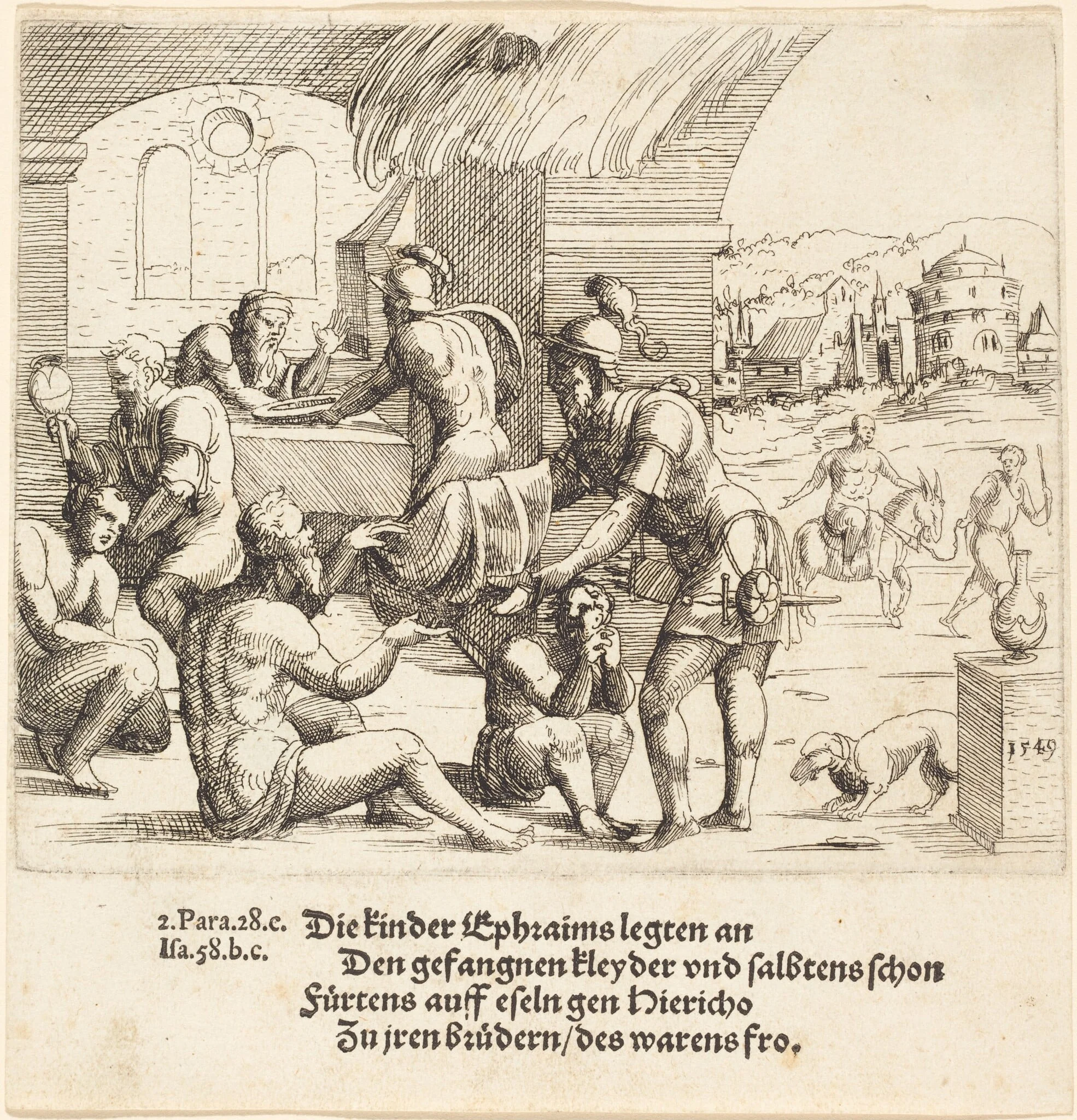 The Men of Ephraim Care for their Captives and Return Them to Jerico, detail