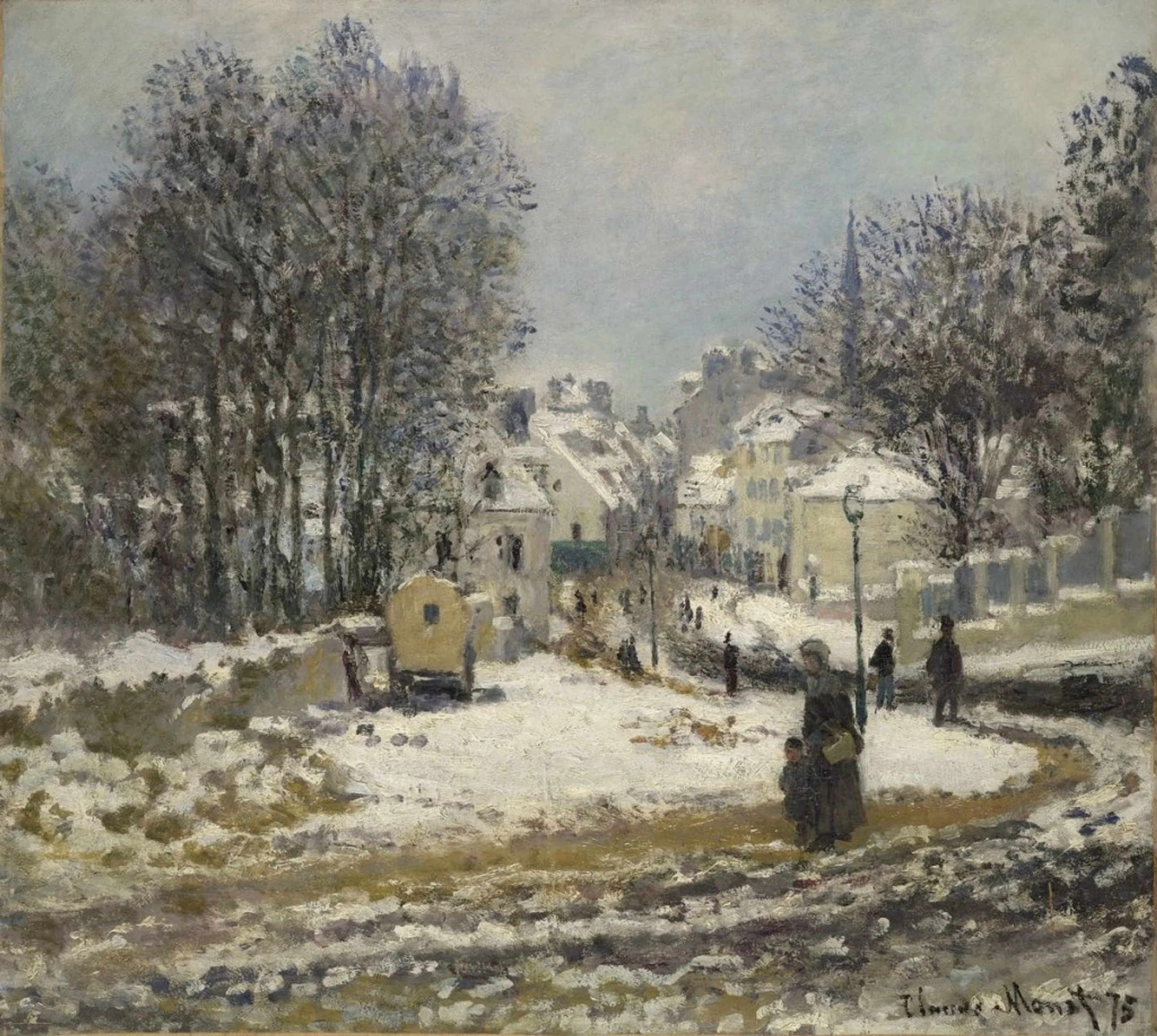 L'Entrée de la Grande Rue à Argenteuil, l'hiver, detail