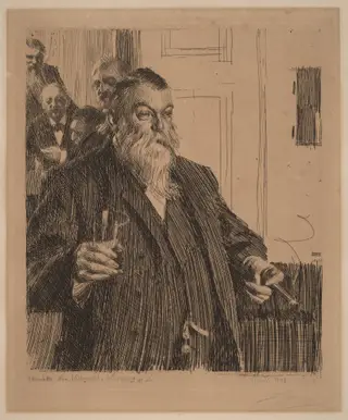 A Toast II, by Anders Zorn, ink, 1893