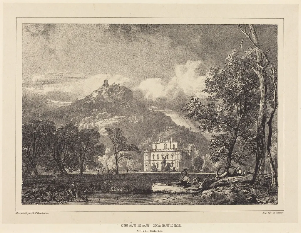 Chateau d'Argyle, by Richard Parkes Bonington, ink, 1826