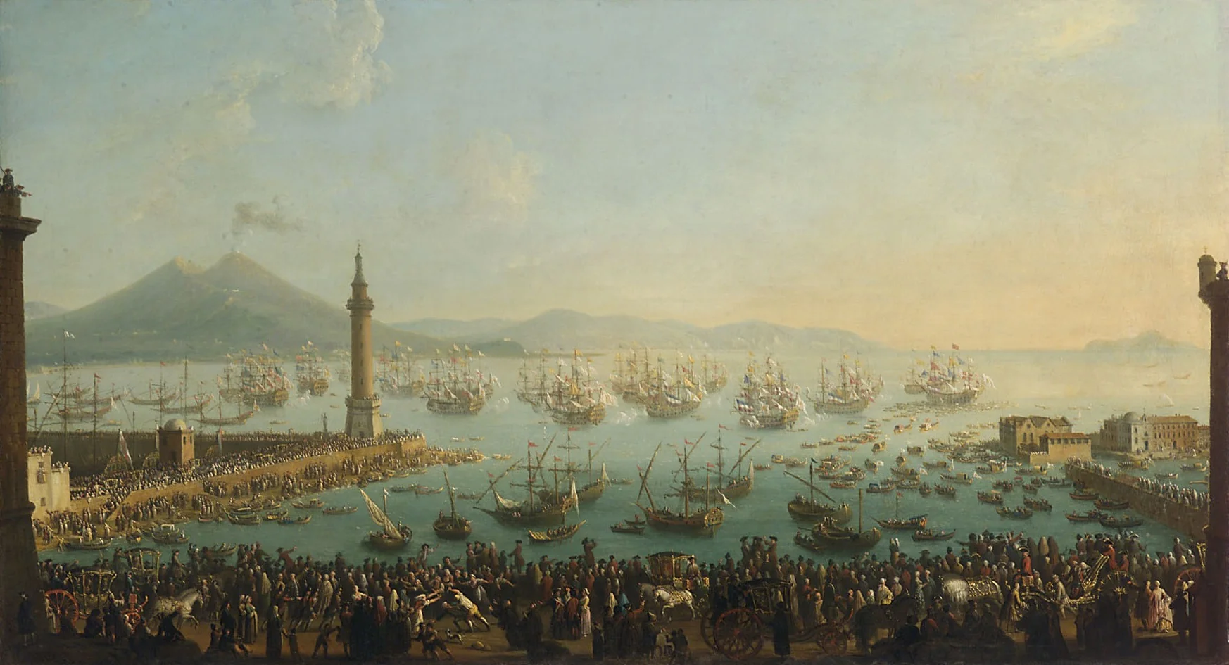 Hafen von Neapel mit Abfahrt Karls III. nach Spanien (1759), detail
