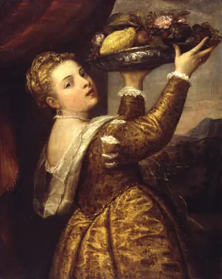 Girl with a Platter of Fruit, by Titian, oil, 1555