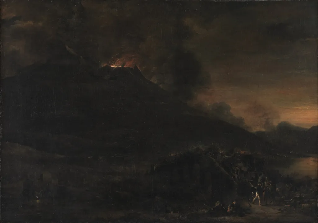 Vesuvius Erupting at Nightfall, by Jan Asselijn, oil, 1638