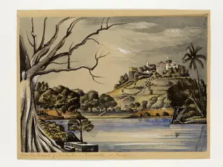 Hindoo temple of Parbuttee or Parwuttee, at Poona, by Henry Francis Ainslie, paint, 1849