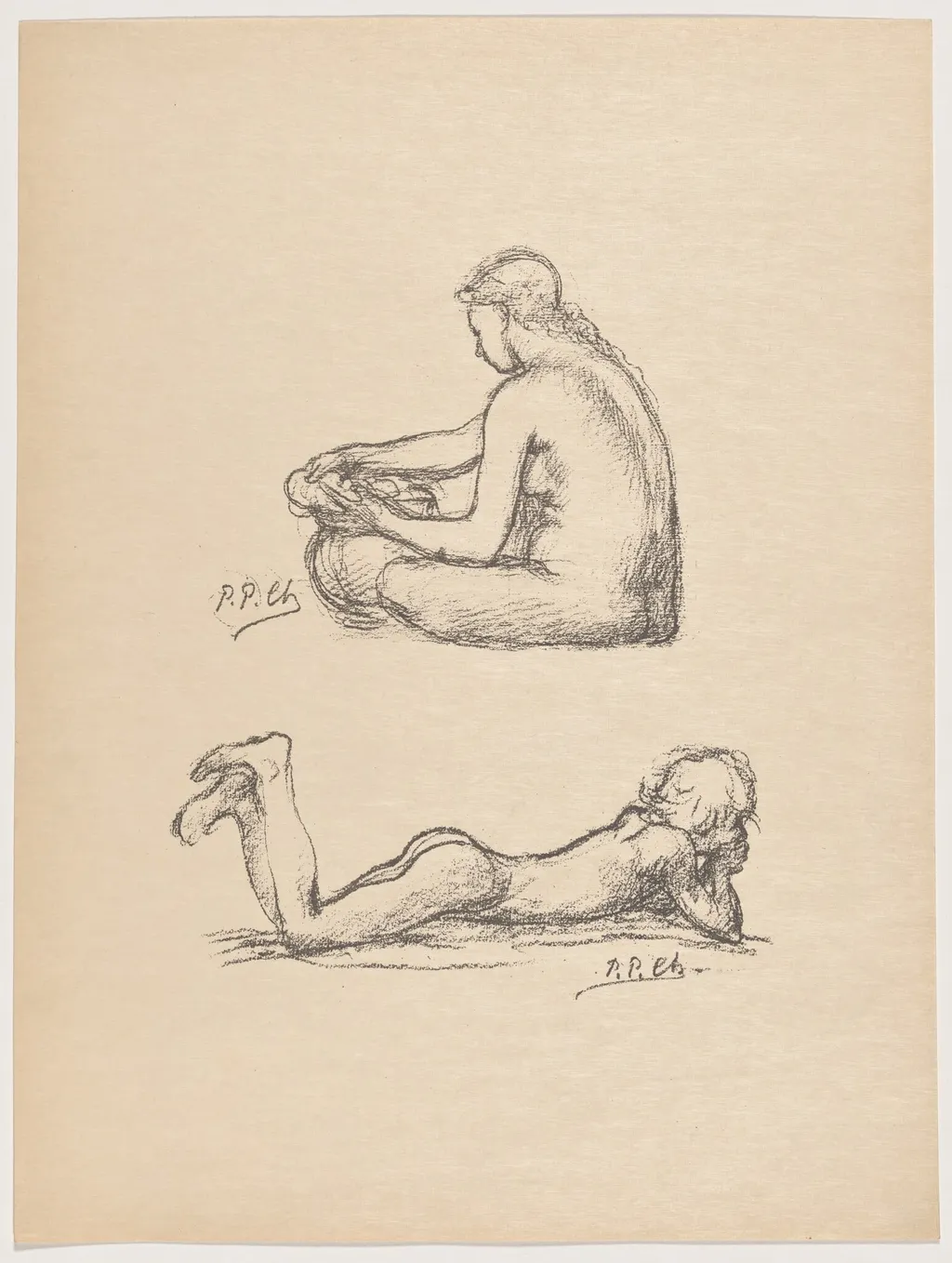 Croquis (Sketches), by Pierre Puvis de Chavannes, ink, 1895