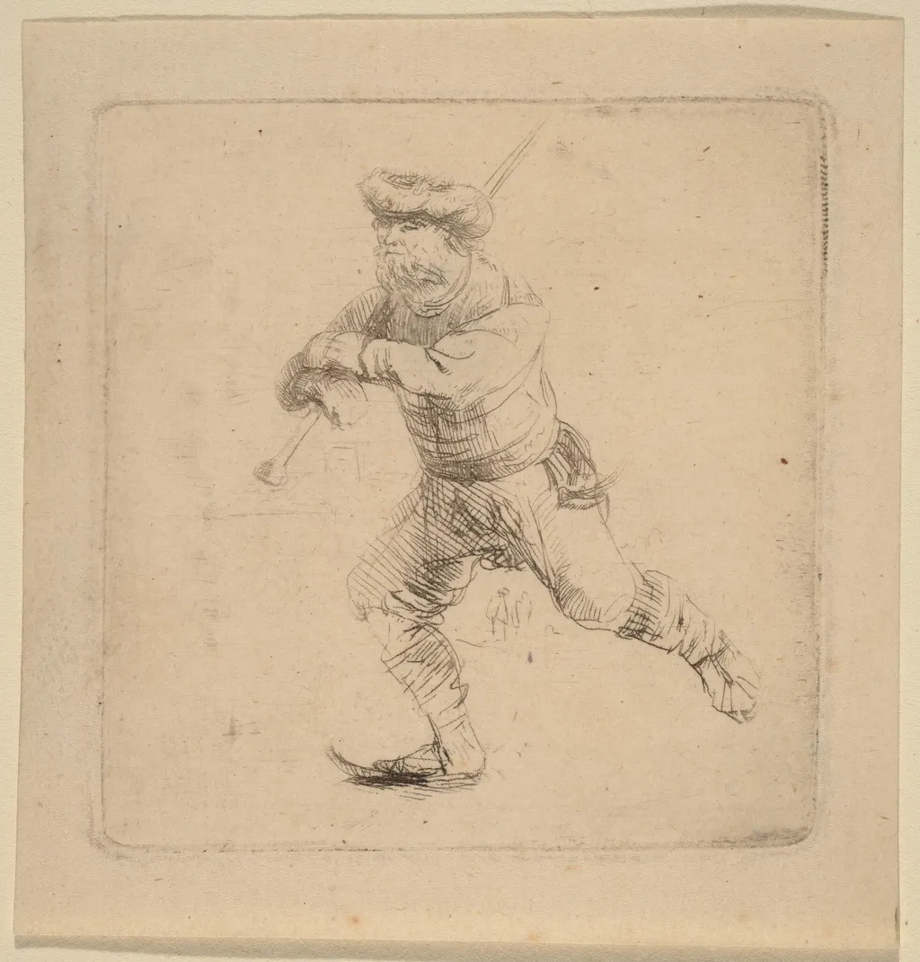 The Skater, by Rembrandt van Rijn, ink, 1639