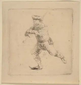 The Skater, by Rembrandt van Rijn, ink, 1639