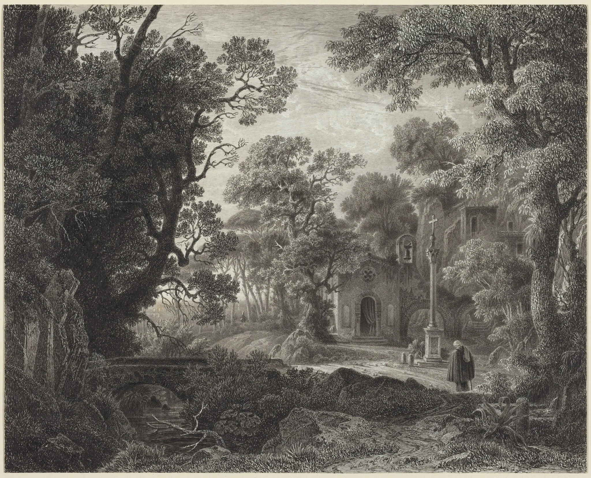 A Woodland Chapel at Evening, detail