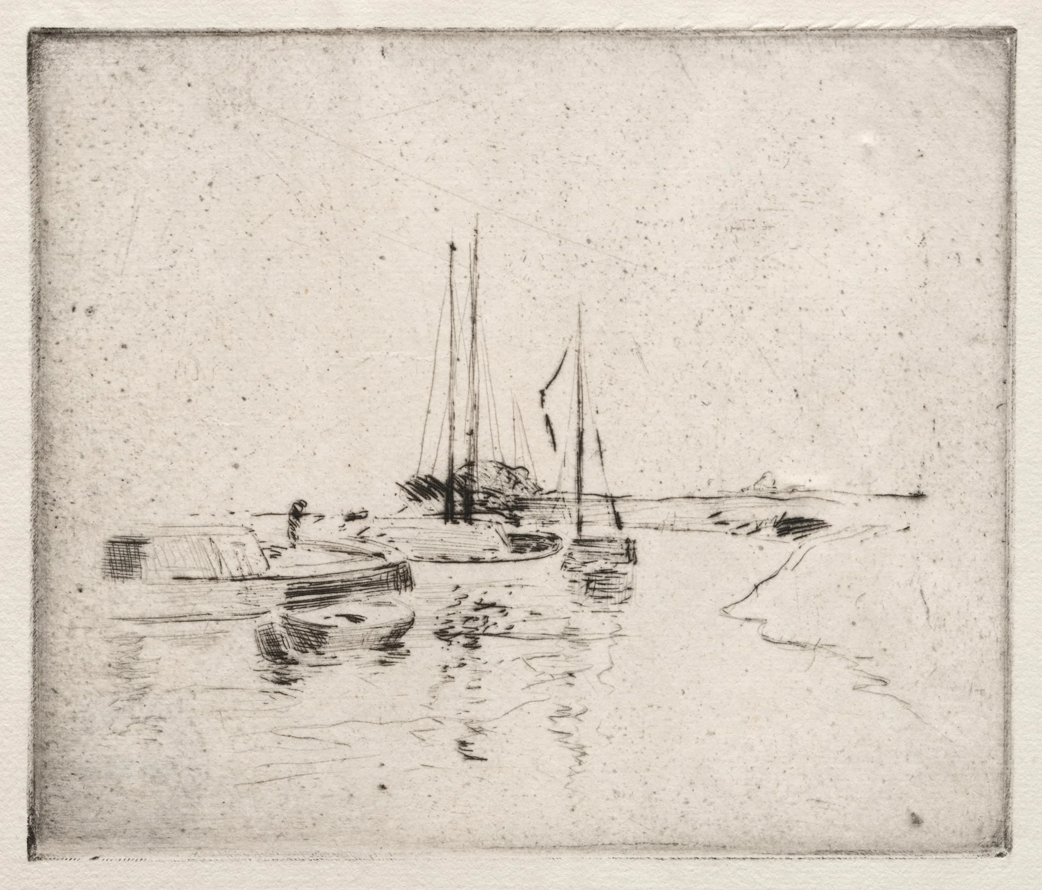 Four Boats on the Canal, Near Dordrecht, detail