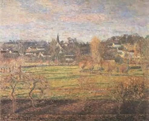 View of Bazincourt, February, Sunrise, detail