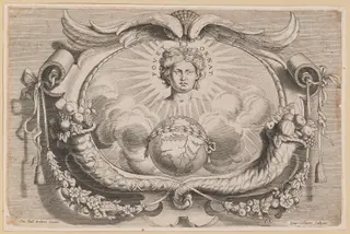 Printer's Device for Jan van Keerbergen: Vignette for Biblia Cum Glossa Ordinaria, by Hans the Younger Collaert, ink