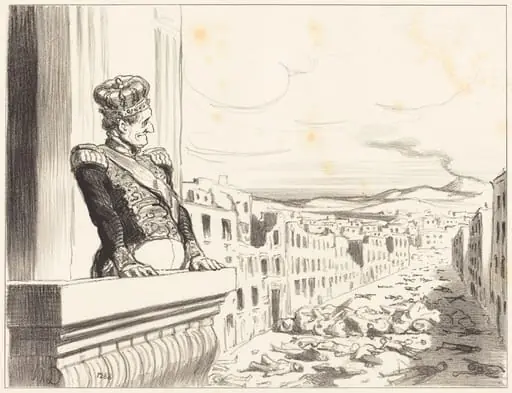 A Naples - Le meilleur des rois... (1st plate), by Honoré Daumier, ink, 1851